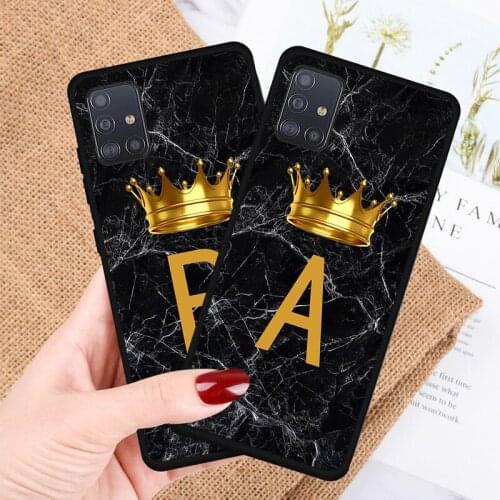 Initial Letter A Z Crown Soft phone Case For Samsung A10 A30 A40 A50 A70 M10 M20 A5 A7 A9 2016 2017 2018 Silicone Coque Case