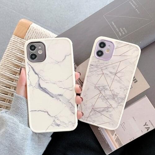 Marble Texture Metal Lens Frame Phone Case For iPhone 11 12 Pro Max XS Max X XR 7 8 Plus SE 2020 Shockproof Bumper Back Cover