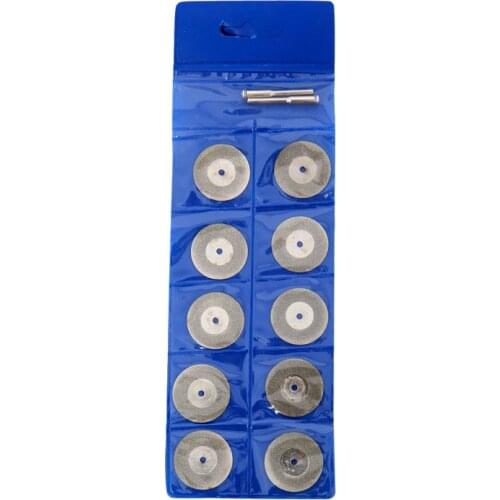 New 10Pcs 30mm Mini Diamond Coated Rotary Cutting Cut Off Blade Wheels Disc Dremel Accessories With shank mandrel Tool Kit