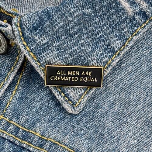 Enamel Pin Custom Black Tag Brooches Badges Bag Shirt Lapel Pin Buckle Simple Quotes Jewelry Gift for Kids Friend