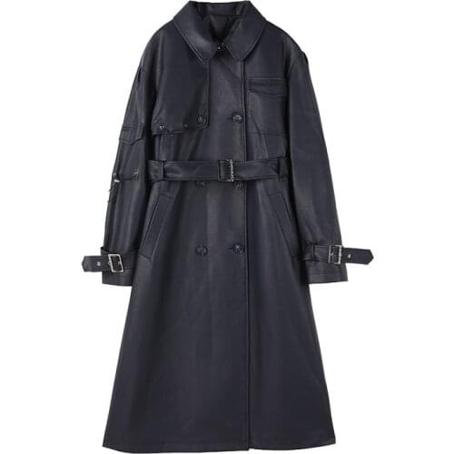 GELITAYIN Women's Leather Trench Coats