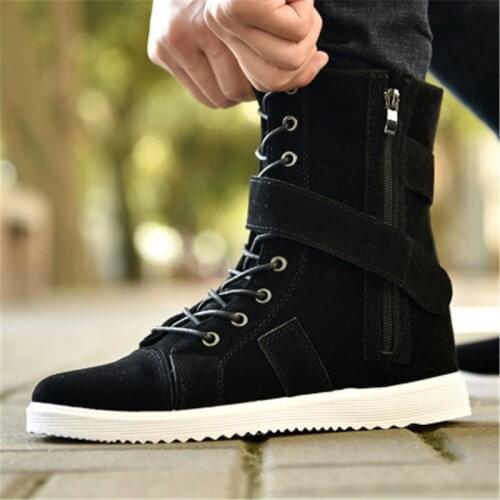 2019 New Ankle Boots Men Autumn Suede Leather boots Men Shoes Casual Waterproof Motorcycle plus size 39-45 black blue khaki