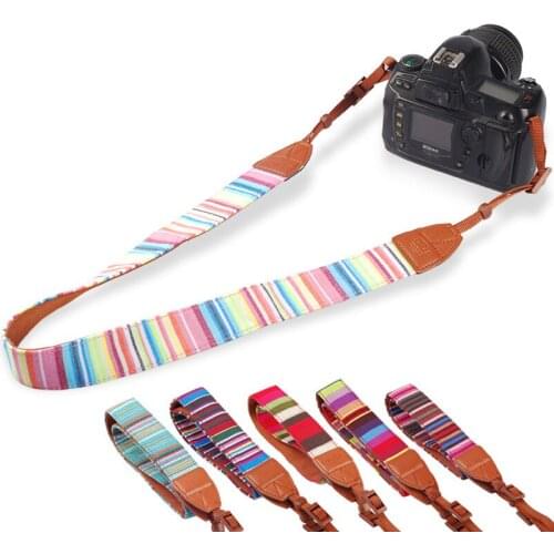 Ms.L.Meilyadigital Bohemia Camera shoulder Strap Leather+Cotton Neck Belt Strap For SLR DSLR Canon Nikon Sony Panasonic Micro