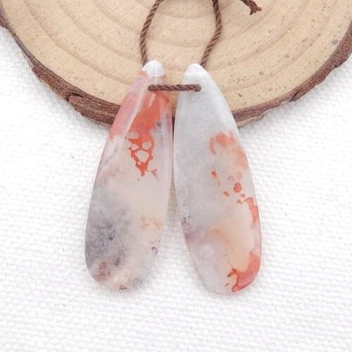 Natural Crazy Lace Agate Earrings Beads,Fashion Earring Semiprecious stone Jewelry Earring 36x12x4mm,5.6g