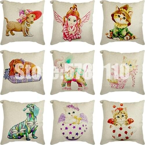 Cartoon girl Home Decor Cushion Cover lovely Fairy Cushion Cover Pillow Case Linen Decoration Pillow Cat and Dog Pillowcase Gift