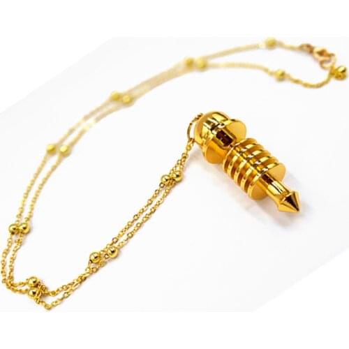 Necklace Pendant Point Pendulum Column Reiki Healing Chakra Jewelry Dowsing Healing Pyramid gold Reiki Pendulum Pendant Charms