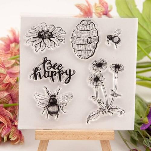 Bee happy Transparent Clear Silicone Stamp/Seal for DIY scrapbooking/photo album Decorative clear stamp sheets A1530