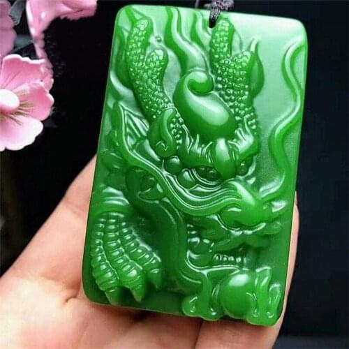 Natural Green Hand-carved Dragon Jade Pendant Fashion Boutique Jewelry Men and Women Zodiac Necklace Gift Accessories