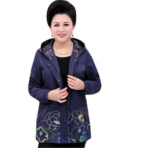 Plus Size 8XL Women Trench Coat Spring Autumn Middle-aged Womens Hooded Windbreaker Outerwear Ladies Casual Tops Overcoat