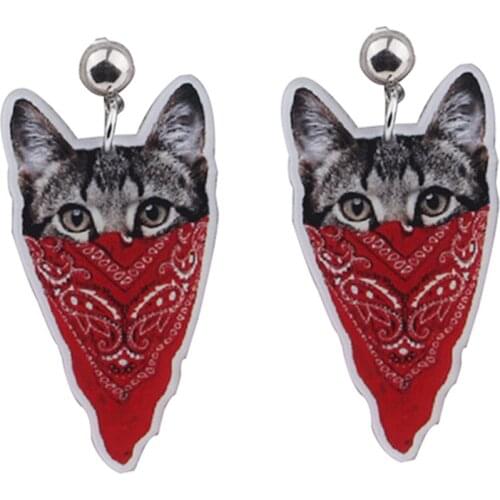 New Lovely Acrylic Cat With Drop Earrings for Women Girls Funny Pets Cat Dangle Earrings Fashion Jewelry Festival Birthday Gifts