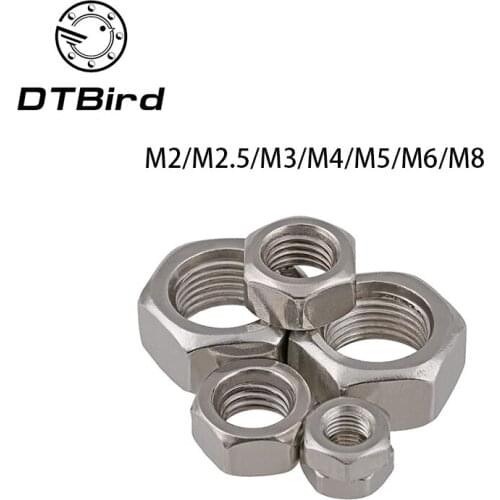 Free shipping 50Pcs DIN934 M2 M2.5 M3 M4 M5 M6 M8 304 Stainless Steel Metric Thread Hex Nut Hexagon Nuts HW009 DT2