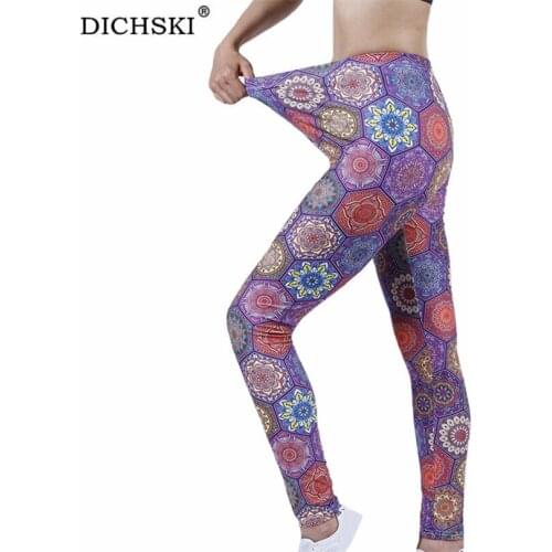 DICHSKI High Waist Push Up Fitness Leggings Sports Hexagon Floral Women Workout Running Yoga Pants Quick Dry Sportswear Bottom