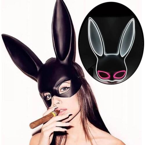 Luminous LED Mask Cosplay Rabbit Costumes Accessories Sexy Bunny Half Face Women Mask For Stage Performance Carnival Show