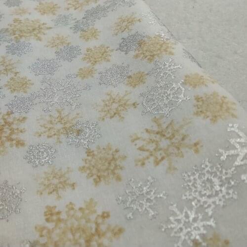 Silver Stamping Glittler Beige Christmas Snowflakes 50x105cm 100% Cotton Fabric DIY sewing Tissue Telas Patchwork Cloth Dress