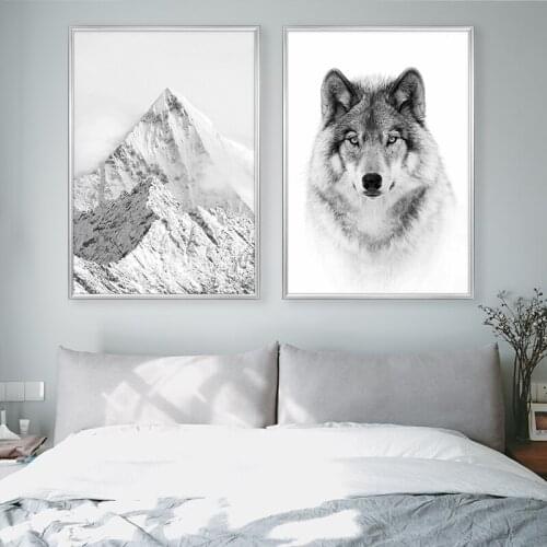 Wolf Canvas Art Prints Posters Wall Art Canvas Painting Snow Mountain Wall Pictures For Living Room Nordic Home Decor Minimalist