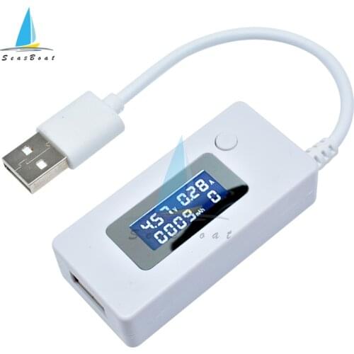 White Voltmeter Ammeter LCD Display Mini USB Voltage Current Capacity Monitor Tester Meter 3V-7V Detector Mobile Power Tester