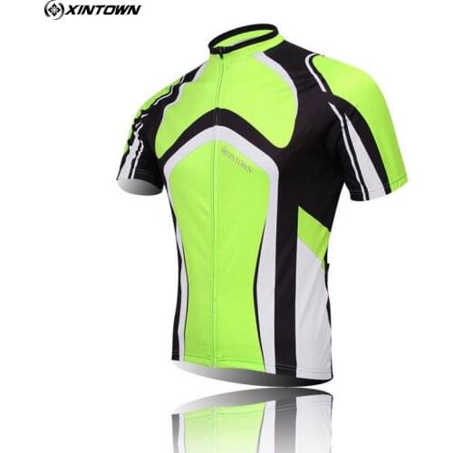 XINTOWN Team Men Green Breathable Outdoor Short Sleeve Sportswear MTB Cycling Jersey S-4XL