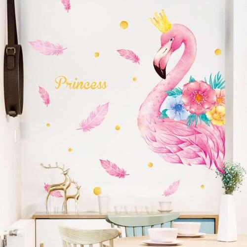 HOT Pink Flamingo Balloon Wall Stickers For Kids Rooms Girls Rooms Bedroom Decor Cartoon Animal Unicorn Stickers For Wall Decal