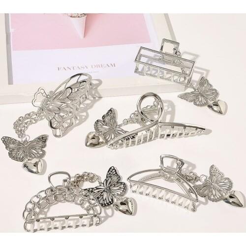 New Fashion fine bow pendant Geometric Metal popular Stylish Hair Claw Barrette Women Girls Ladies Hair Accessories Headwear