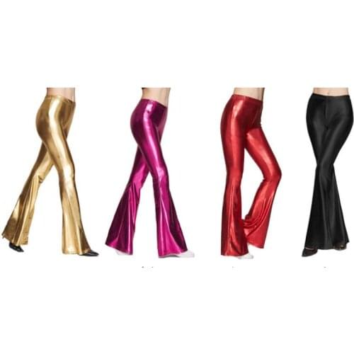 Women High Street Bell Bottoms Pants 2020 Shinny pants fashion Wide Leg Pants