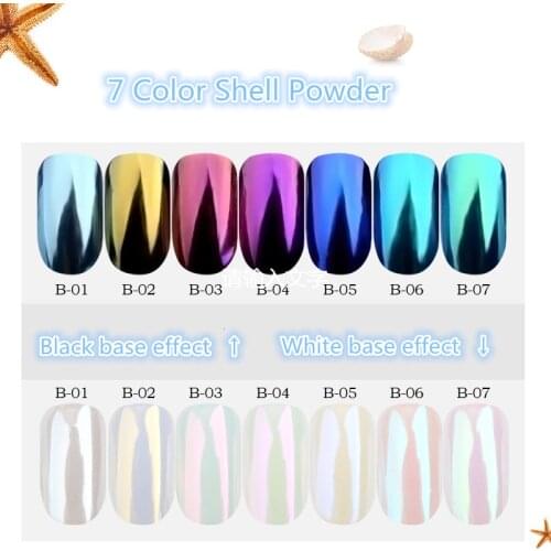 1 box Pearl Shell Chameleon Mirror Nail Powder Glitters DIY Shell Nail Art Chrome Pigment Dust Manicure Decoration