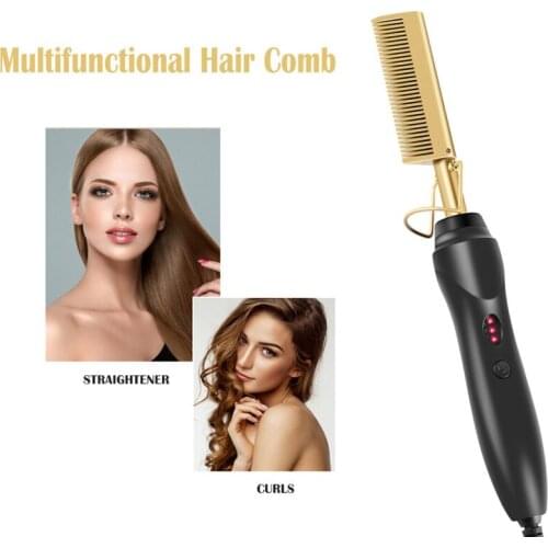 1 PC Comb Hot Comb Hair Straightener Hair Curler Curling Iron Electric Environmentally Friendly Titanium Alloy Comb Dropshipping