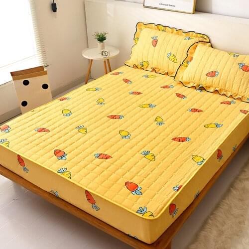 1Pc 100% Cotton Fitted Sheet Solid Color Bed Cover Four Corners With Elastic Band Non-Slip Mattress Cover 90x190 180x200