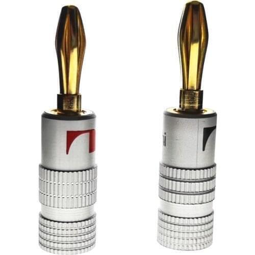 100PCS 24K Gold-plated Nakamichi BANANA PLUGS 4MM Banana Connector with Screw Lock For Audio Jack Speaker Plugs Black Red