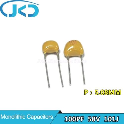 100Pcs 50V 100PF 101 0.1NF Monolithic Ceramic Capacitor