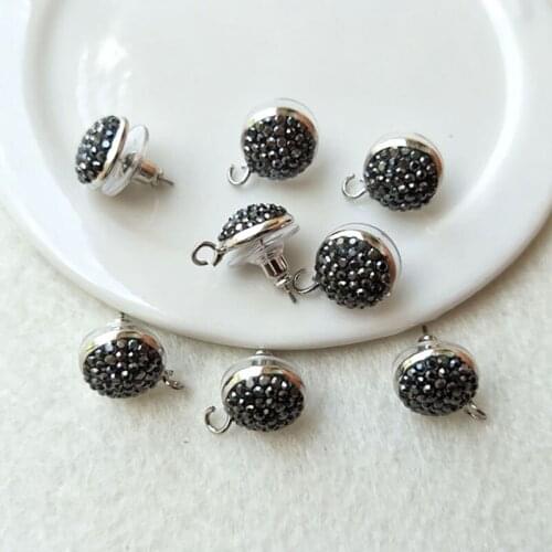 15Pair/lot 12mm Crystal Rhinestone Paved Stud Earrings Charms DIY Jewelry Making For Making Earrings Gift ER136