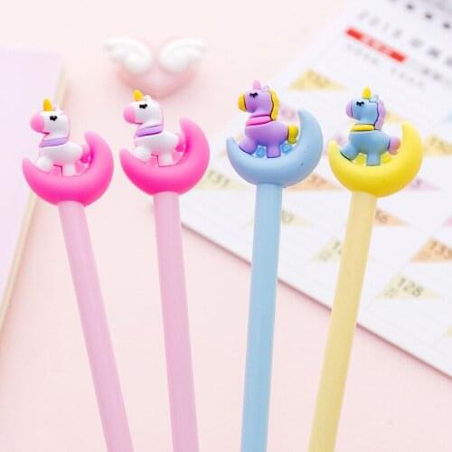 20 Pcs Cartoon Cute Dream Girl Moon Unicorn Gel Pen Pink Girl Heart Girl Signature Pen Stationery Kawaii Pens