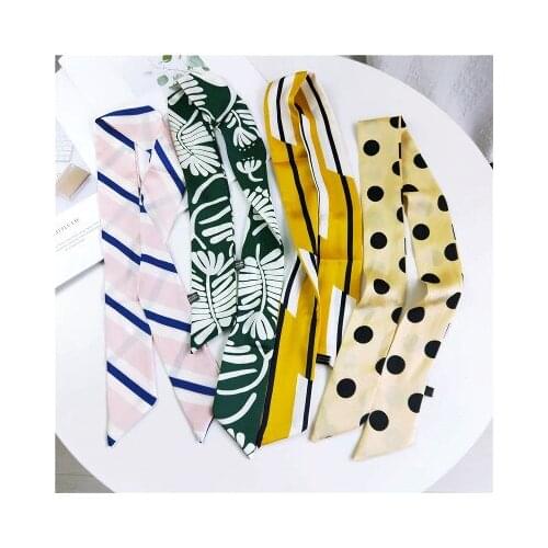 90*5cm Small Ribbon Small Neckerchief Silk Scarf Womens All-match Ribbon Wrist Strap Ribbon Hair Band Fashion Small Silk Scarf