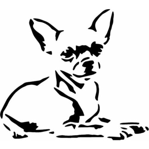 Car Stickers Chihuahua Dog Puppy Pet PVC Car Decoration Accessories Decals Creative Waterproof Sunscreen Black/white,14cm*12cm