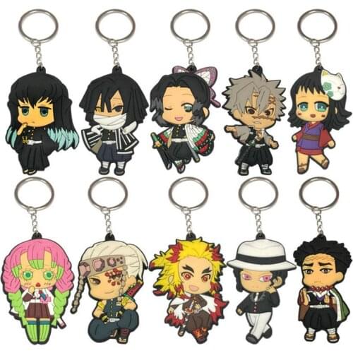 Demon Slayer: Kimetsu no Yaiba Figure Keychain Rengoku Kyoujurou Uzui Tengen Kanroji Mitsuri Iguro Key Chains Keyring Key Finder