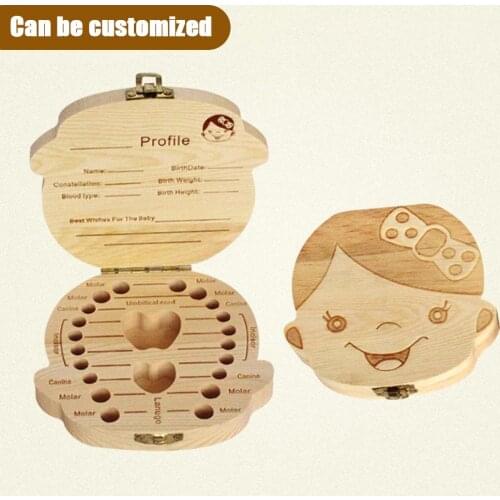 Wooden Baby Teeth Box Save Organizer Children Kids Milk Teeth Storage Box