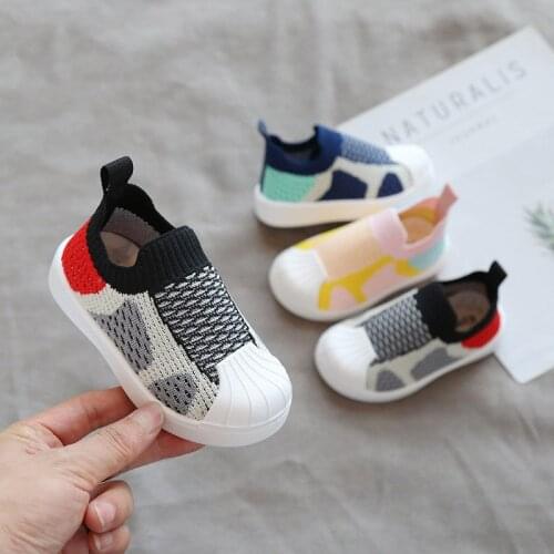 Childrens shoes 2021 autumn fly-woven soft-soled shell-toe childrens shoes for boys and girls breathable net shoes