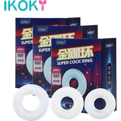 IKOKY Elastic Penis Ring Delay Ejaculation Sex Toys for Men Cock Ring 3 Levels Long Lasting Training Time Delay Sex Products