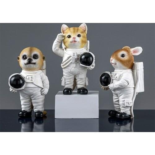 EUROPEAN RABBIT FOX CAT ASTRONAUT ART SCULPTURE SPACEMAN FIGURINE RESIN CRAFTS CREATIVE HOME DECORATION WEDDING GIFT R5019
