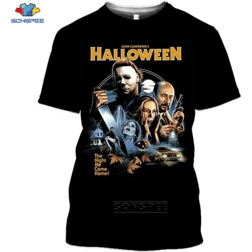 SONSPEE Horror Friends Pennywise Michael Myers Jason Halloween T-Shirt 3d Print Summer Casual Top Short sleeve T Shirt Women Men