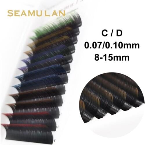 New color grafted eyelashes yellow blue two-color artificial mink hair handmade eyelash extension makeup tool