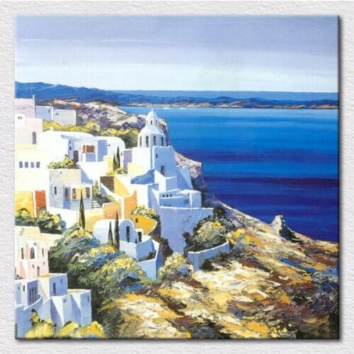 Quality Canvas Print painting beautiful Greek landscape oil painting painting from impression oil painting printed free shipping