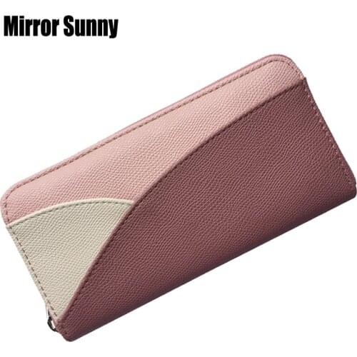 Womens Long Zipper Wallet Fashion 3 Color Patched Leather Female Money Pocket Multi Card Holder Bag Ladies Clutch Cellphone Bag