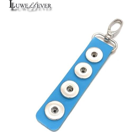 Luwellever 039 Genuine Leather Key Chains Fit 18mm Snap Button Keychain Jewelry For Men Women Keyrings Candy Colors Gift