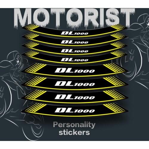 A set of 8 pcs motorcycle sticker stripe model logo wheel stickers tires waterproof decals for SUZUKI DL1000 dl 1000