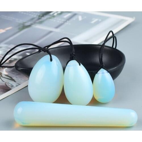 Drilled opalite Yoni Egg Wand Set Relax Body Massage Kegel Exercise Viginal Ben Wa Ball Pleasure Stick Jade Massager Health Care