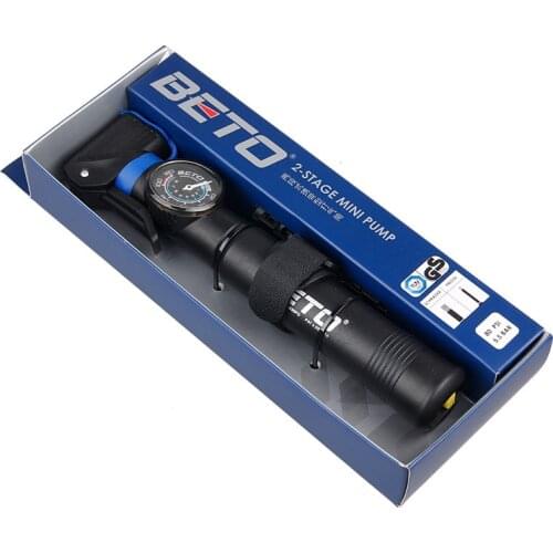 BETO Bicycle Pump High-end 2-Stage Mini Portable Cycling MTB Road Bike Tire Inflator Air Pump With Pressure Gauge Bracket