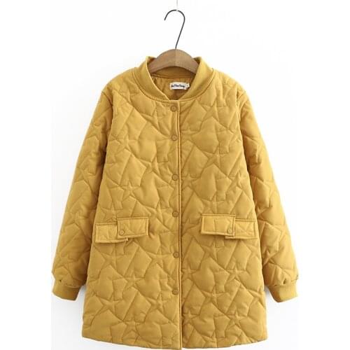 Autumn Winter Womens Parka Coat Warm Jacket Female Thin Cotton Quilted Coat Plus Size Stand Collar Black Outerwear