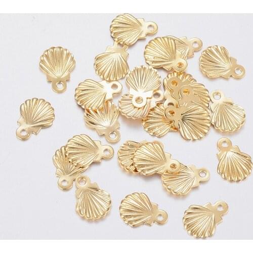 Pandahall 100pcs Stainless Steel Seashell Scallop Beach Charms Pendant Gold Shell Beads for DIY Bracelet Necklace Jewelry Making