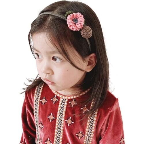 Cute Women Headband Hair Accessories For Girls Kids Sweet Headwear Korea Handmade knitting Wool flower HairBands Hair Hoop Gift