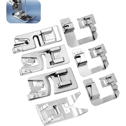 LMDZ 7 Pcs Hemming Foot Kit - 3 Pcs Narrow Rolled Hem Sewing Machine Presser Foot, 3 Pcs Wide Hem Presser Foot